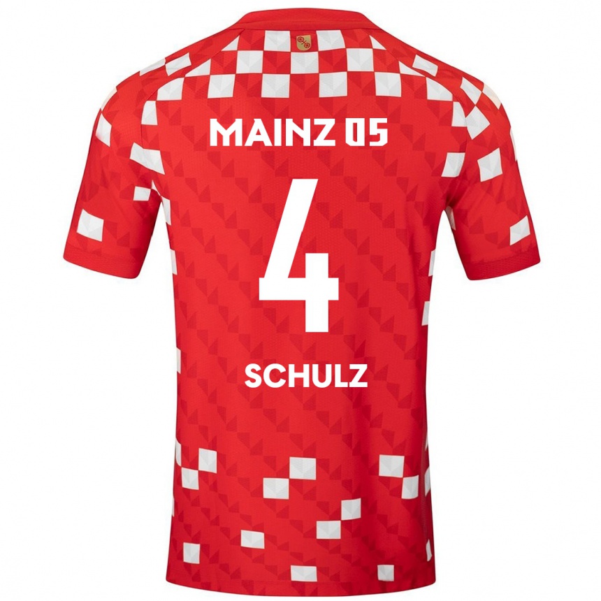 Kinder Fußball Philipp Schulz #4 Weiß Rot Heimtrikot Trikot 2024/25 T-Shirt Luxemburg