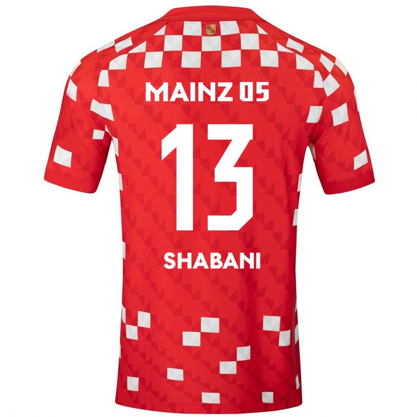 Kinder Fußball Eniss Shabani #13 Weiß Rot Heimtrikot Trikot 2024/25 T-Shirt Luxemburg