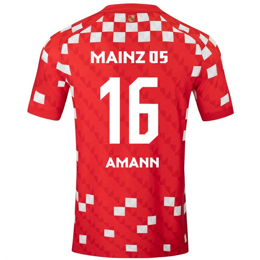 Kinder Fußball Jason Amann #16 Weiß Rot Heimtrikot Trikot 2024/25 T-Shirt Luxemburg