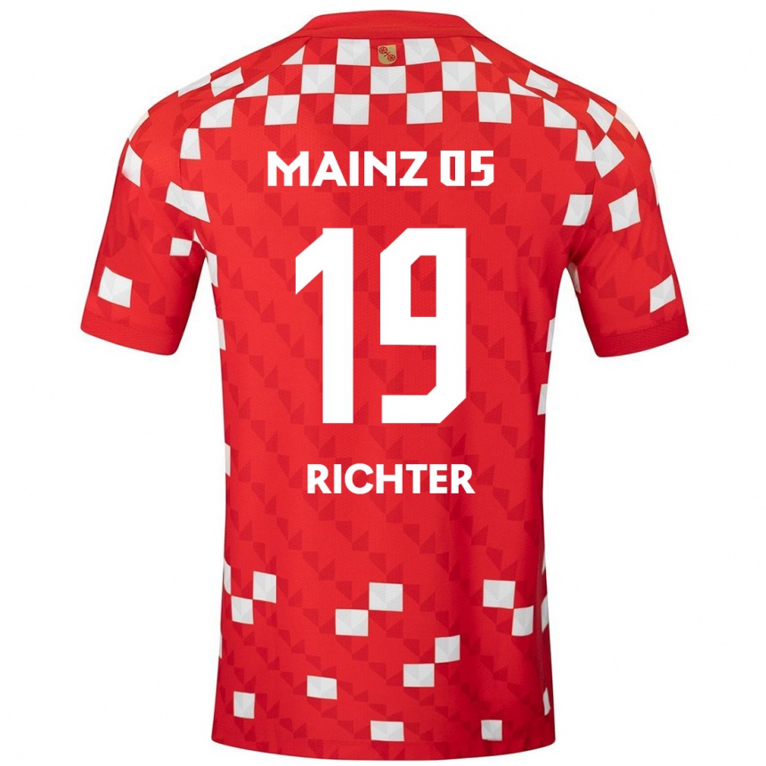 Kinder Fußball Marc Richter #19 Weiß Rot Heimtrikot Trikot 2024/25 T-Shirt Luxemburg