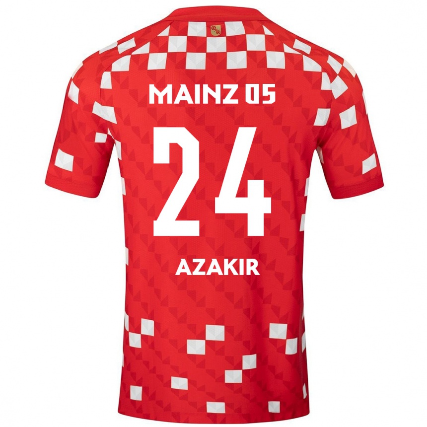 Kinder Fußball Dennis Azakir #24 Weiß Rot Heimtrikot Trikot 2024/25 T-Shirt Luxemburg