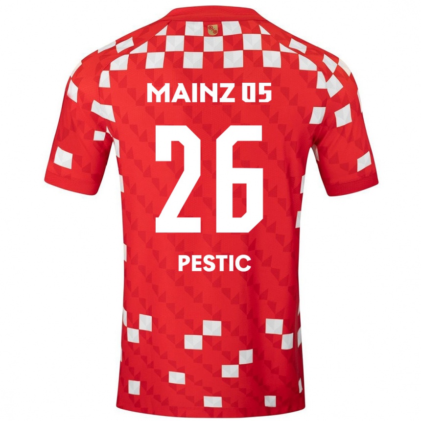 Kinder Fußball Dominik Pestic #26 Weiß Rot Heimtrikot Trikot 2024/25 T-Shirt Luxemburg