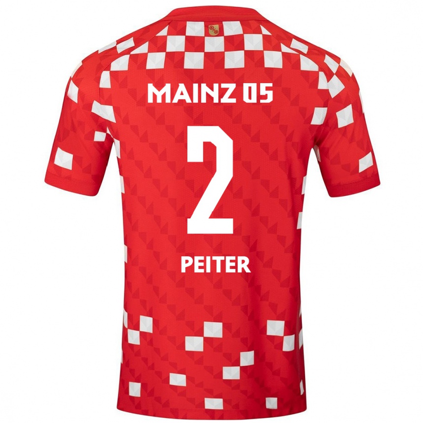 Kinder Fußball Chiara Peiter #2 Weiß Rot Heimtrikot Trikot 2024/25 T-Shirt Luxemburg