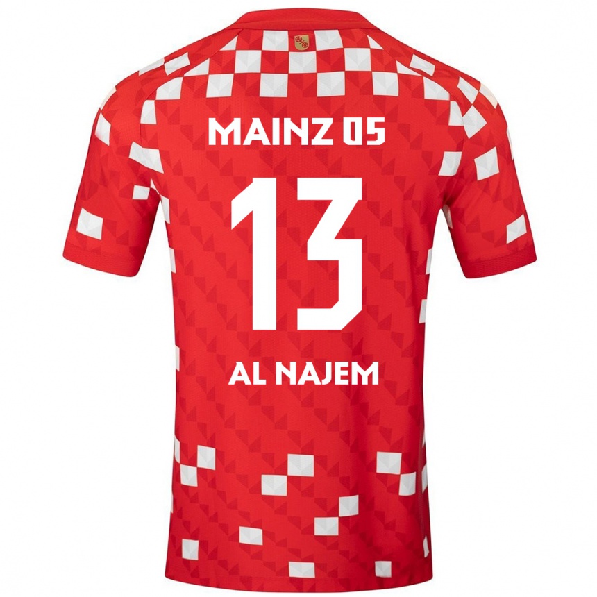 Kinder Fußball Salma Al Najem #13 Weiß Rot Heimtrikot Trikot 2024/25 T-Shirt Luxemburg