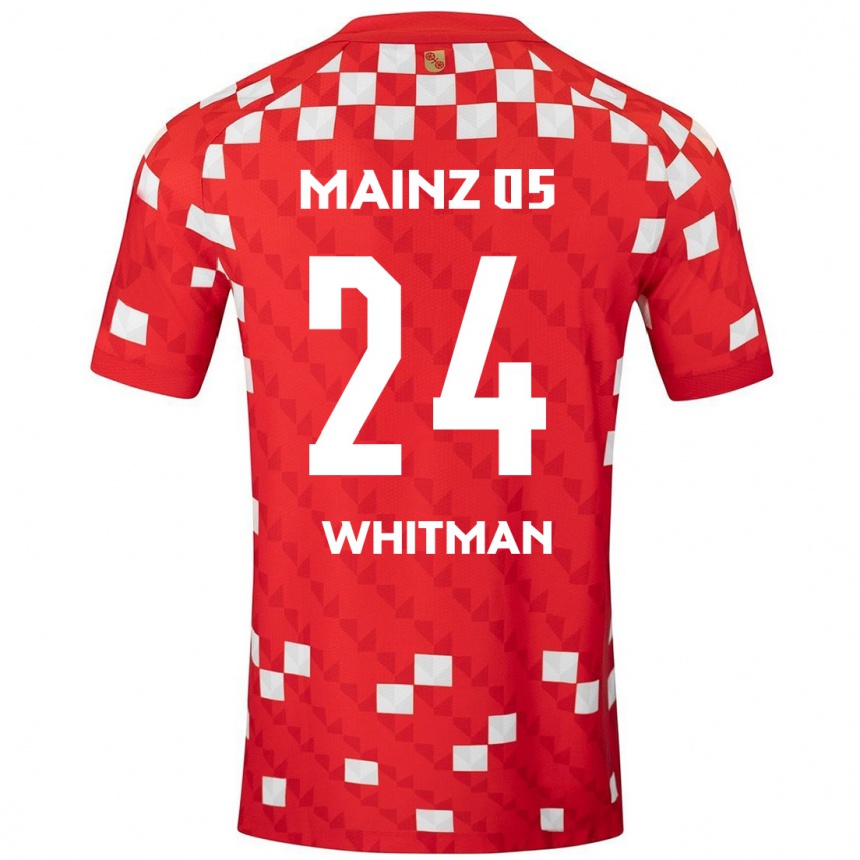 Kinder Fußball Katherine Whitman #24 Weiß Rot Heimtrikot Trikot 2024/25 T-Shirt Luxemburg