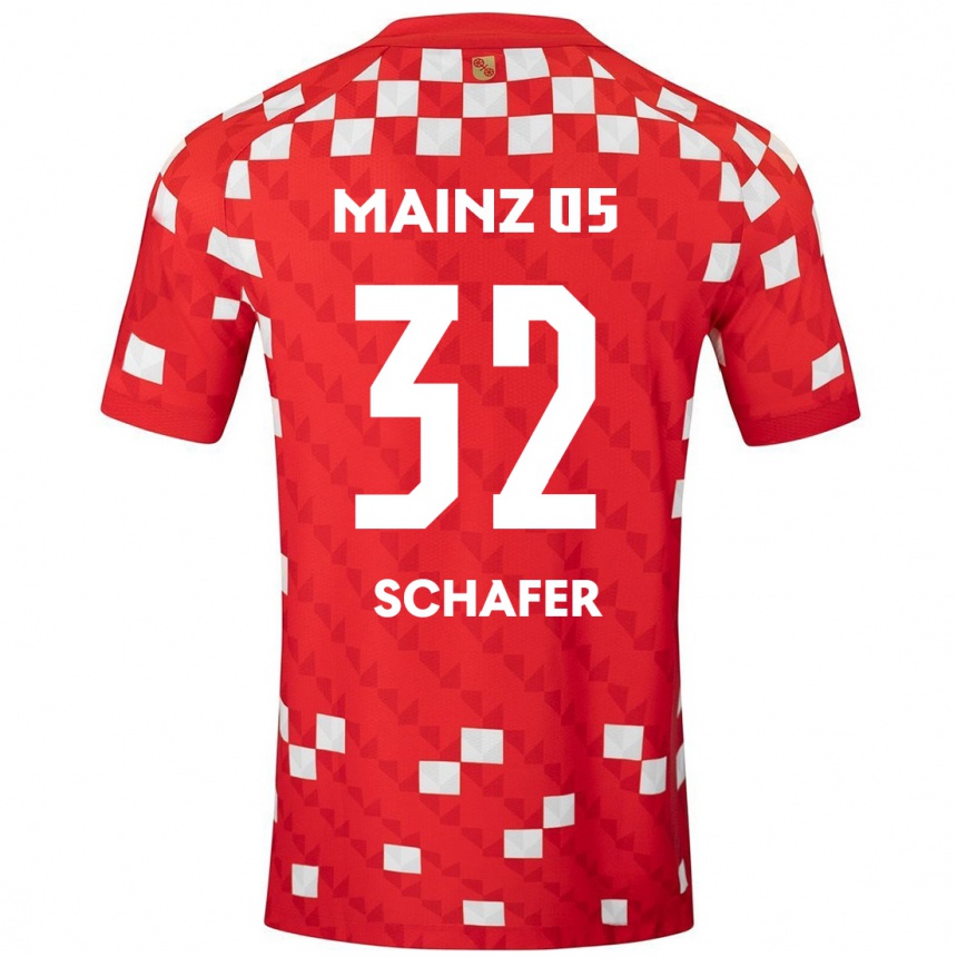 Kinder Fußball Ann-Christin Schäfer #32 Weiß Rot Heimtrikot Trikot 2024/25 T-Shirt Luxemburg