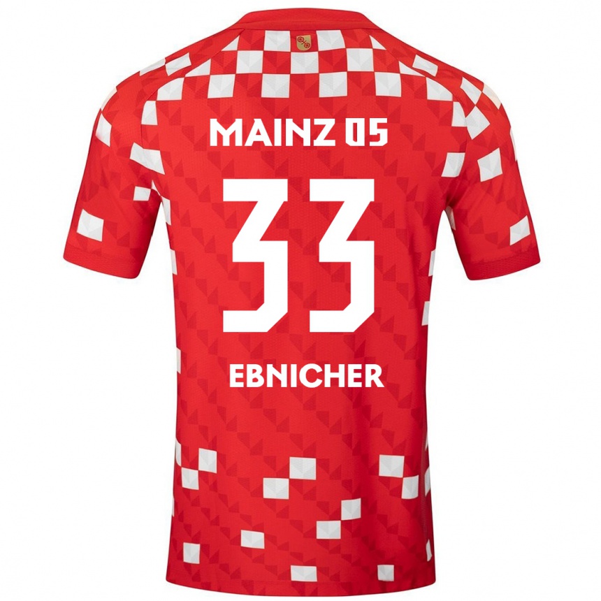 Kinder Fußball Sabine Ebnicher #33 Weiß Rot Heimtrikot Trikot 2024/25 T-Shirt Luxemburg