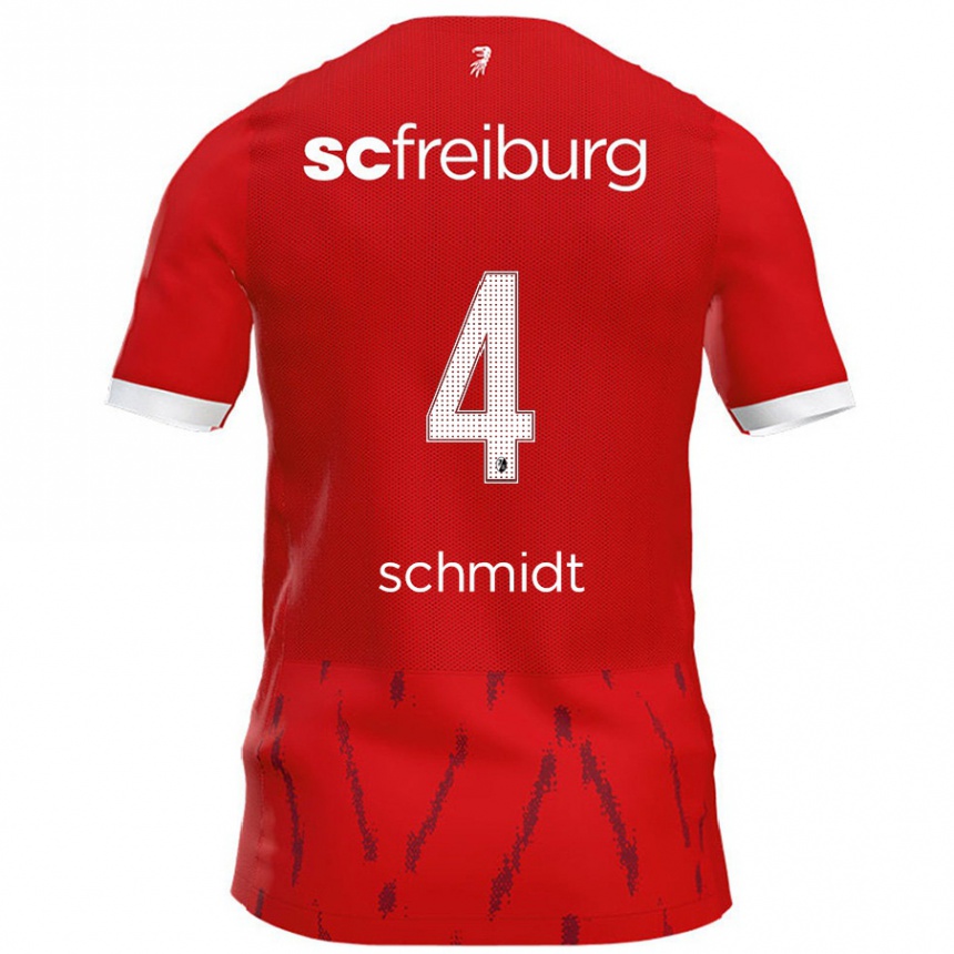 Kinder Fußball Kenneth Schmidt #4 Rot Heimtrikot Trikot 2024/25 T-Shirt Luxemburg