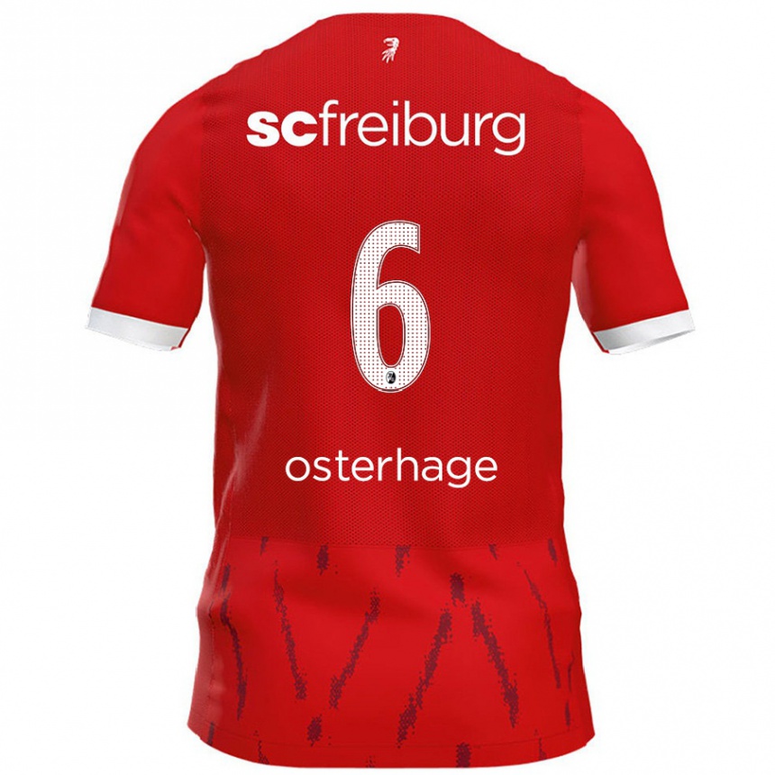 Kinder Fußball Patrick Osterhage #6 Rot Heimtrikot Trikot 2024/25 T-Shirt Luxemburg