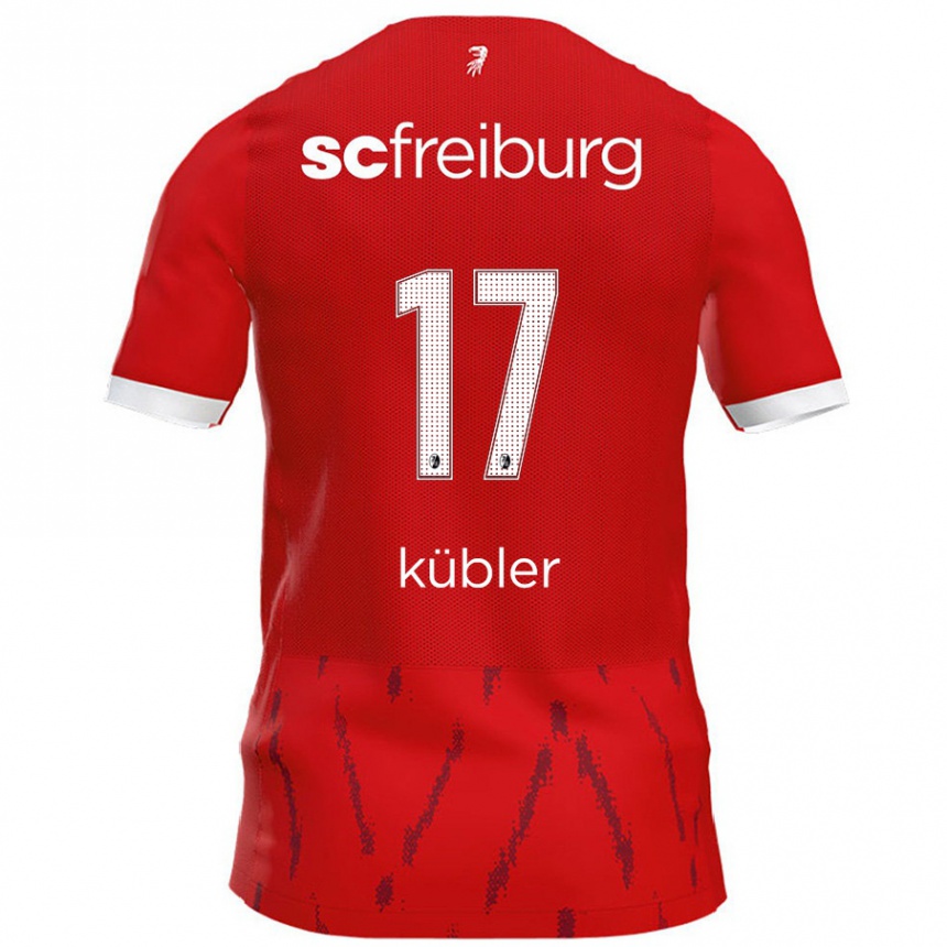 Kinder Fußball Lukas Kübler #17 Rot Heimtrikot Trikot 2024/25 T-Shirt Luxemburg