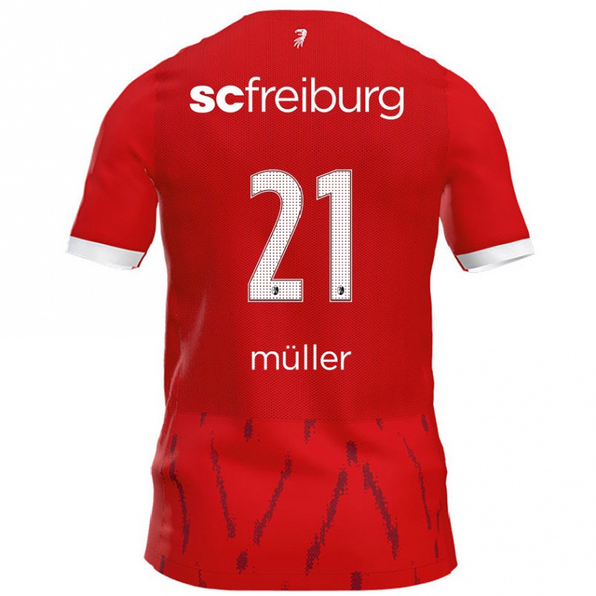 Kinder Fußball Florian Müller #21 Rot Heimtrikot Trikot 2024/25 T-Shirt Luxemburg