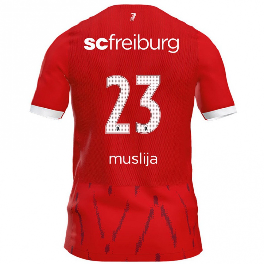 Kinder Fußball Florent Muslija #23 Rot Heimtrikot Trikot 2024/25 T-Shirt Luxemburg