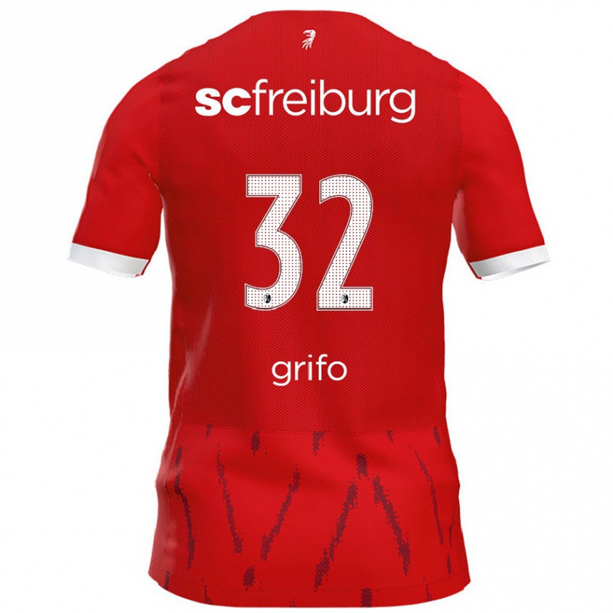 Kinder Fußball Vincenzo Grifo #32 Rot Heimtrikot Trikot 2024/25 T-Shirt Luxemburg