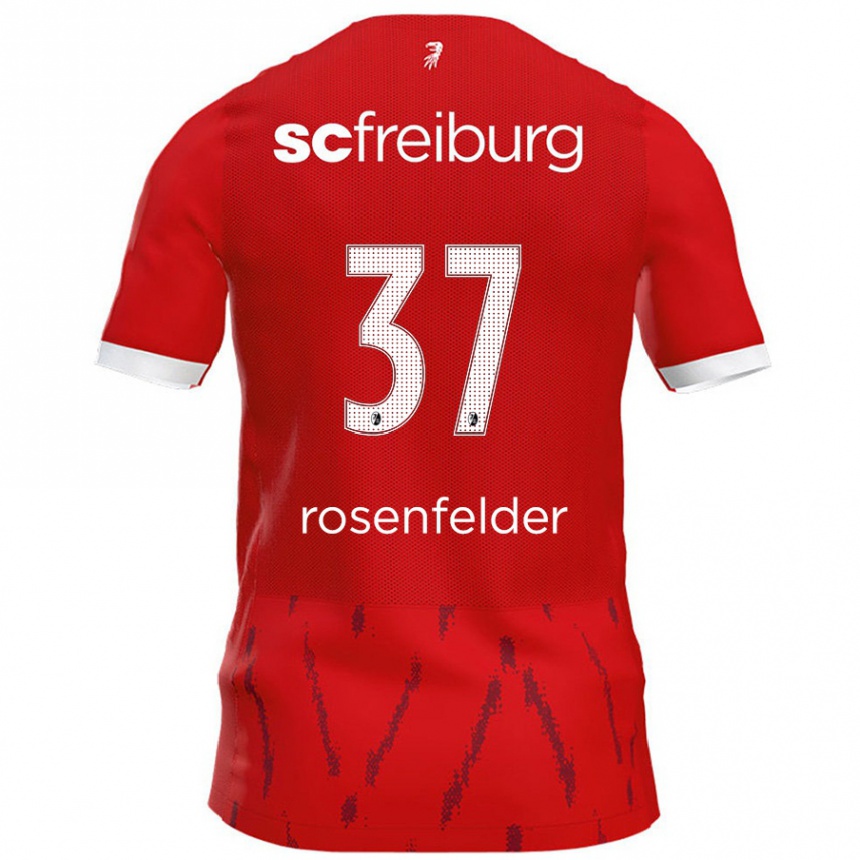 Kinder Fußball Max Rosenfelder #37 Rot Heimtrikot Trikot 2024/25 T-Shirt Luxemburg