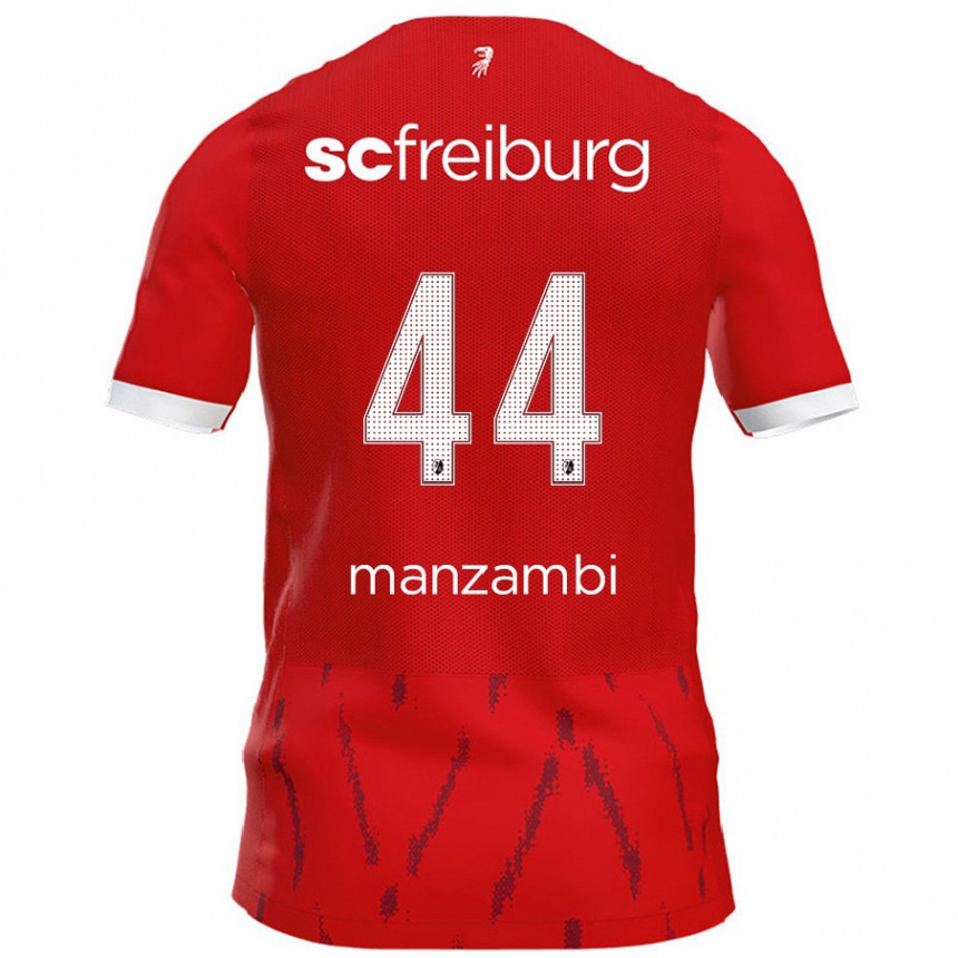 Kinder Fußball Johan Manzambi #44 Rot Heimtrikot Trikot 2024/25 T-Shirt Luxemburg