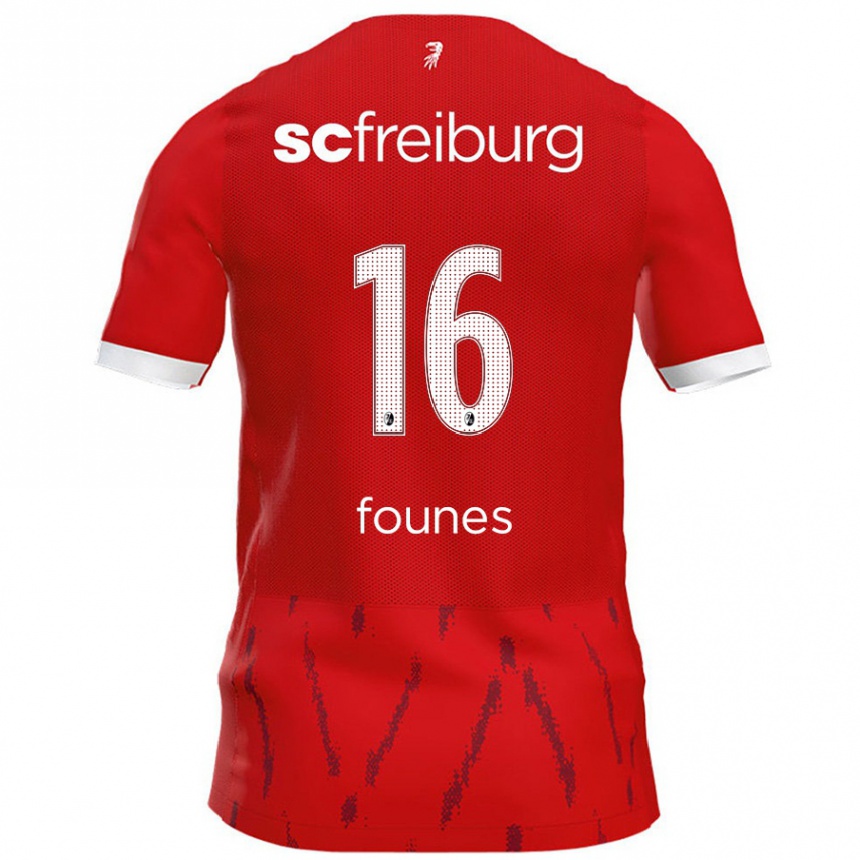 Kinder Fußball Kevin Founes #16 Rot Heimtrikot Trikot 2024/25 T-Shirt Luxemburg