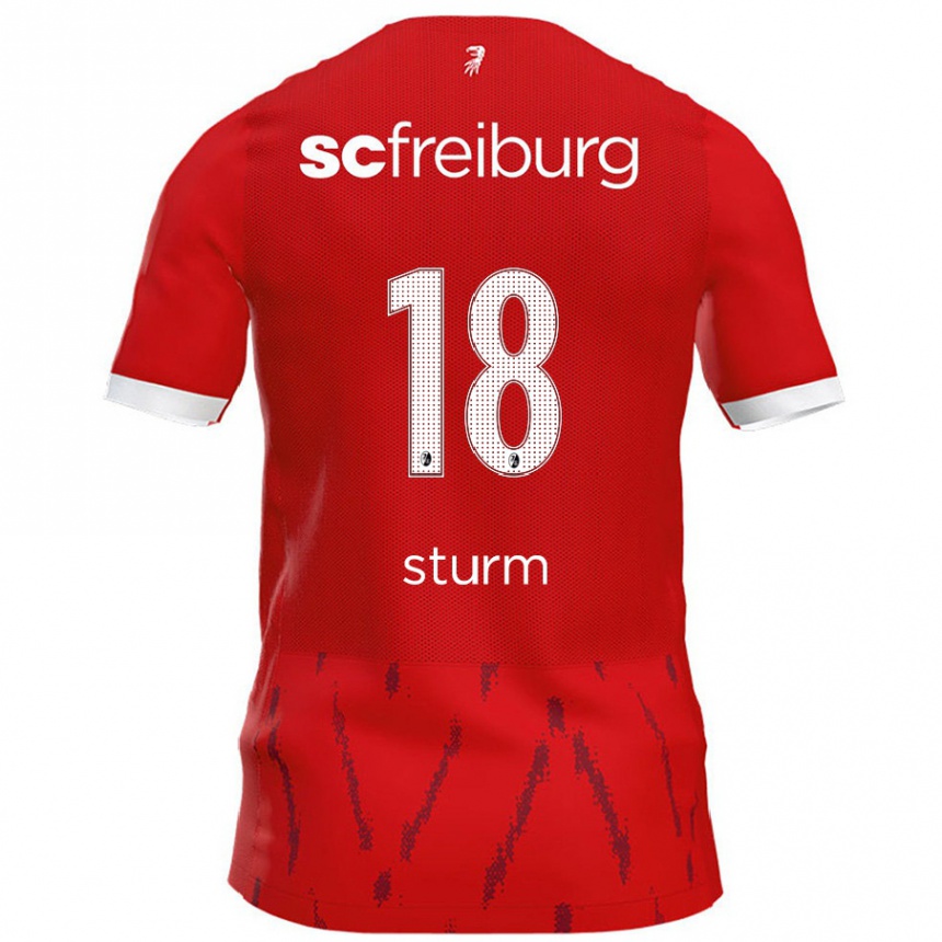 Kinder Fußball Yann Sturm #18 Rot Heimtrikot Trikot 2024/25 T-Shirt Luxemburg