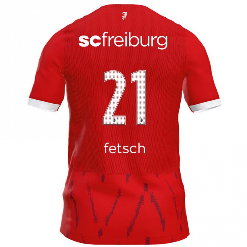 Kinder Fußball Mathias Fetsch #21 Rot Heimtrikot Trikot 2024/25 T-Shirt Luxemburg