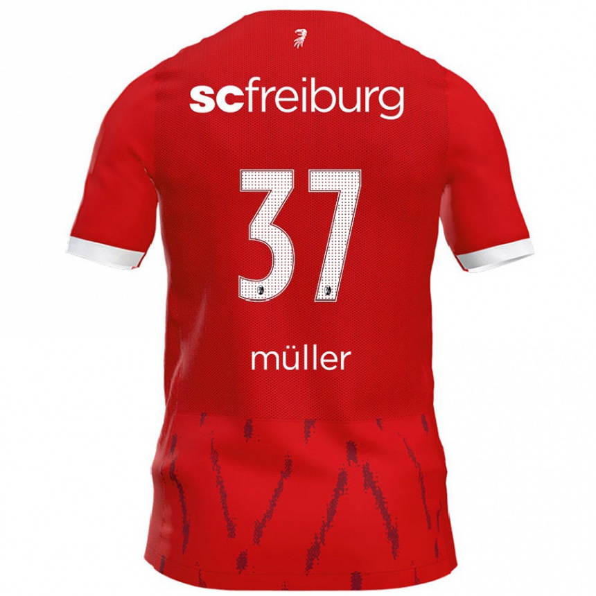 Kinder Fußball Ruben Müller #37 Rot Heimtrikot Trikot 2024/25 T-Shirt Luxemburg