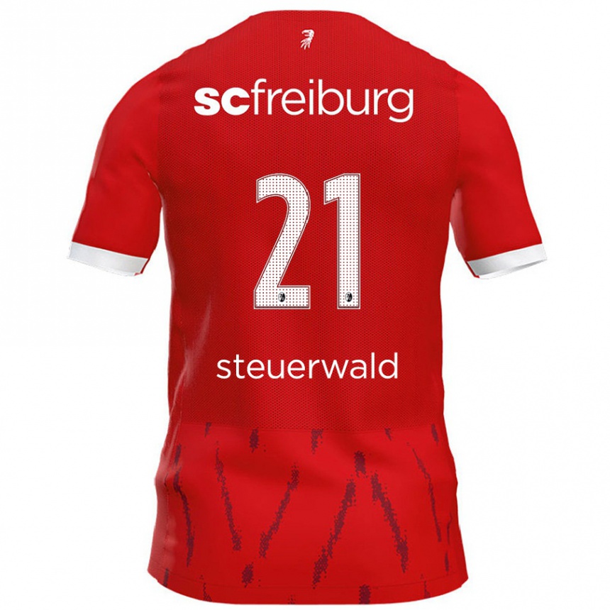 Kinder Fußball Samantha Steuerwald #21 Rot Heimtrikot Trikot 2024/25 T-Shirt Luxemburg