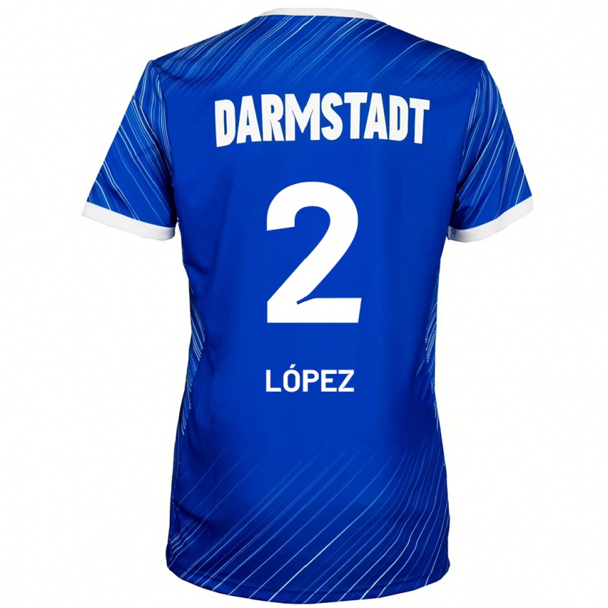 Kinder Fußball Sergio López #2 Blau Weiß Heimtrikot Trikot 2024/25 T-Shirt Luxemburg