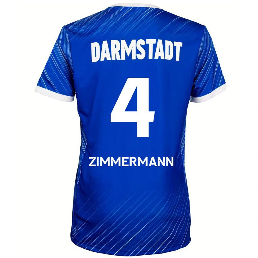 Kinder Fußball Christoph Zimmermann #4 Blau Weiß Heimtrikot Trikot 2024/25 T-Shirt Luxemburg