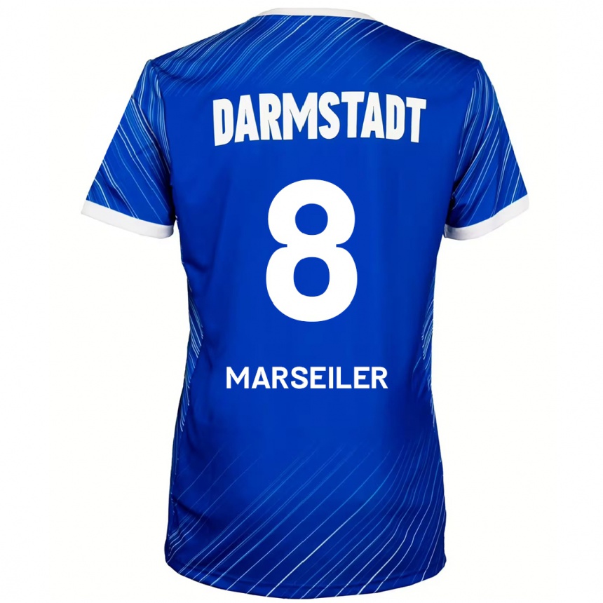 Kinder Fußball Luca Marseiler #8 Blau Weiß Heimtrikot Trikot 2024/25 T-Shirt Luxemburg