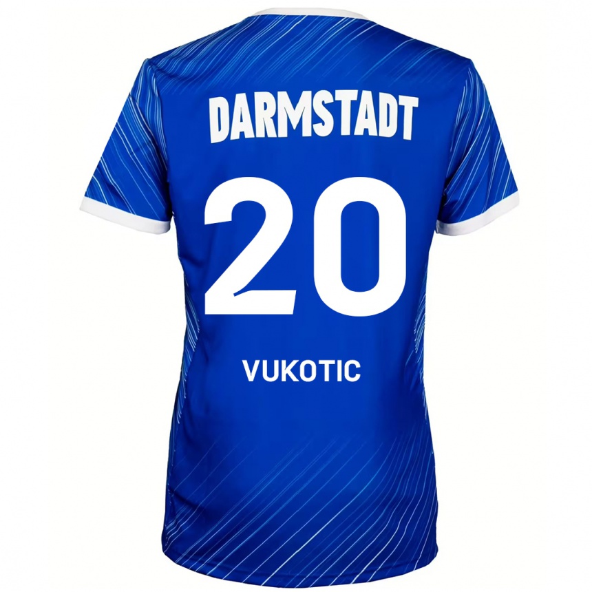 Kinder Fußball Aleksandar Vukotic #20 Blau Weiß Heimtrikot Trikot 2024/25 T-Shirt Luxemburg