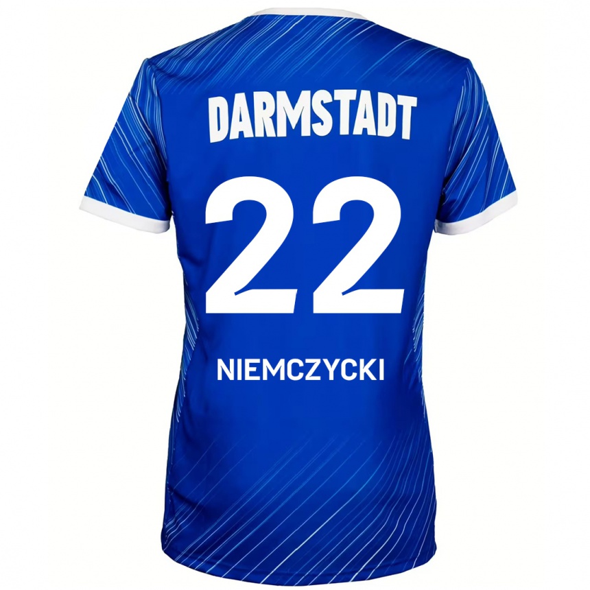 Kinder Fußball Karol Niemczycki #22 Blau Weiß Heimtrikot Trikot 2024/25 T-Shirt Luxemburg