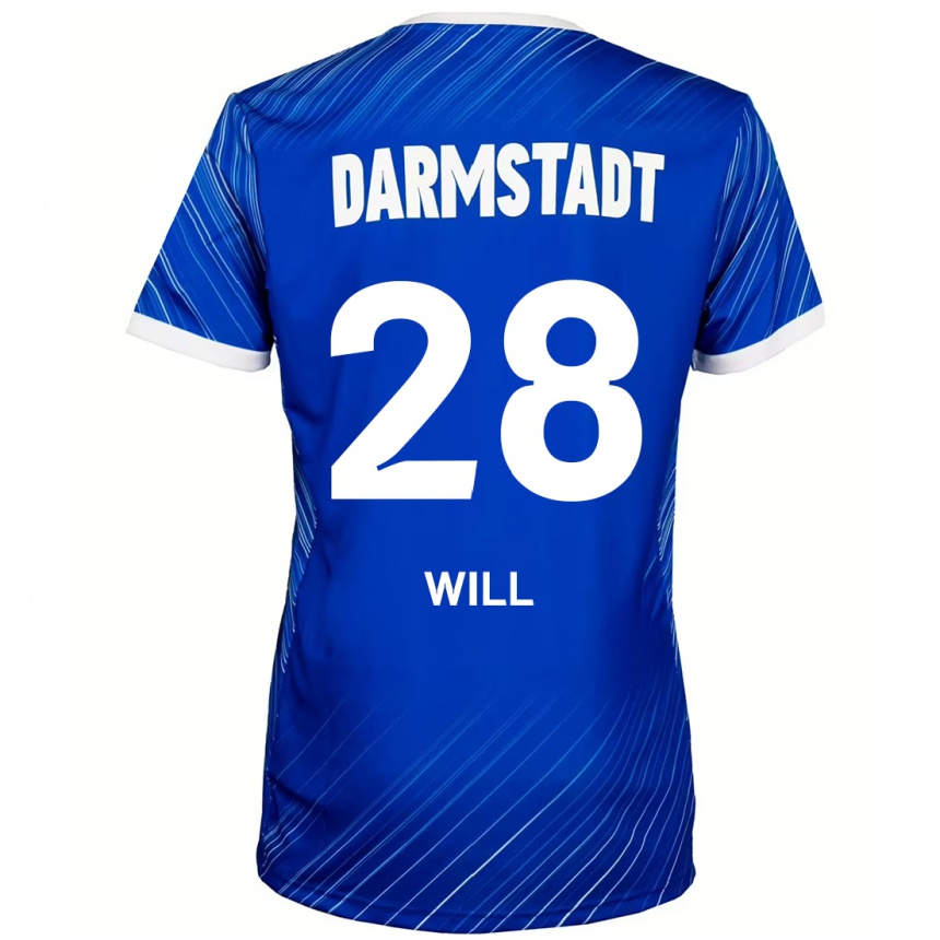 Kinder Fußball Paul Will #28 Blau Weiß Heimtrikot Trikot 2024/25 T-Shirt Luxemburg