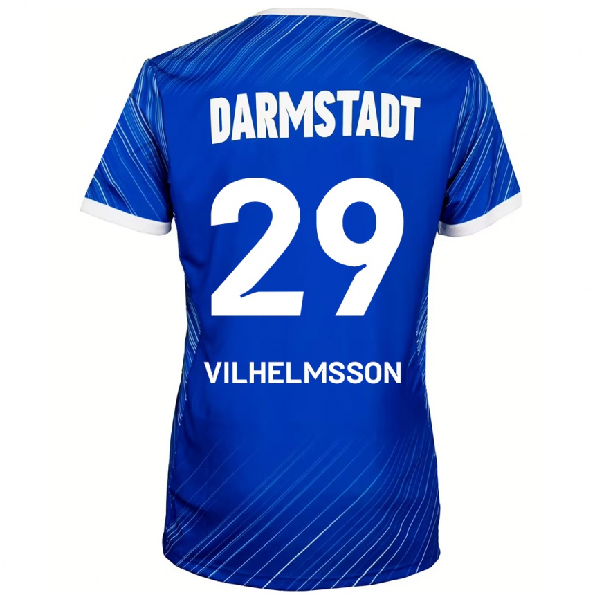 Kinder Fußball Oscar Vilhelmsson #29 Blau Weiß Heimtrikot Trikot 2024/25 T-Shirt Luxemburg