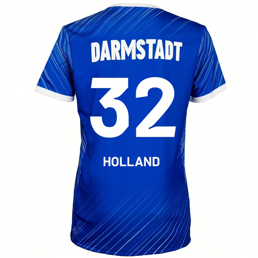 Kinder Fußball Fabian Holland #32 Blau Weiß Heimtrikot Trikot 2024/25 T-Shirt Luxemburg