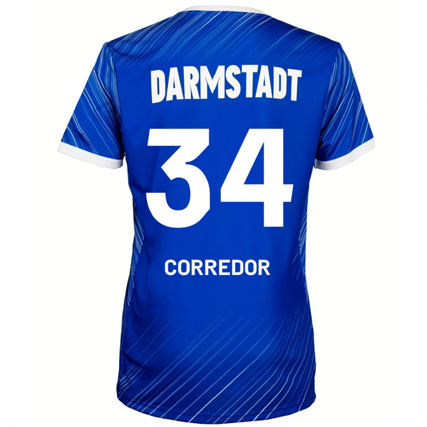 Kinder Fußball Killian Corredor #34 Blau Weiß Heimtrikot Trikot 2024/25 T-Shirt Luxemburg