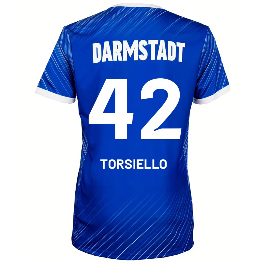 Kinder Fußball Fabio Torsiello #42 Blau Weiß Heimtrikot Trikot 2024/25 T-Shirt Luxemburg