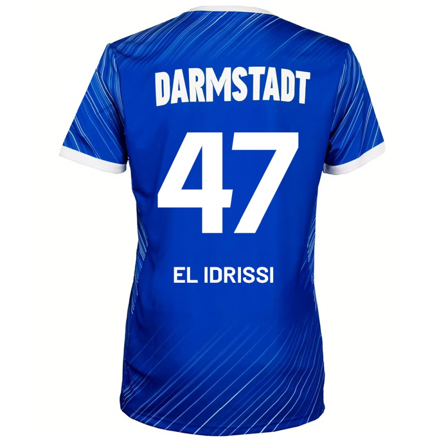 Kinder Fußball Othmane El Idrissi #47 Blau Weiß Heimtrikot Trikot 2024/25 T-Shirt Luxemburg