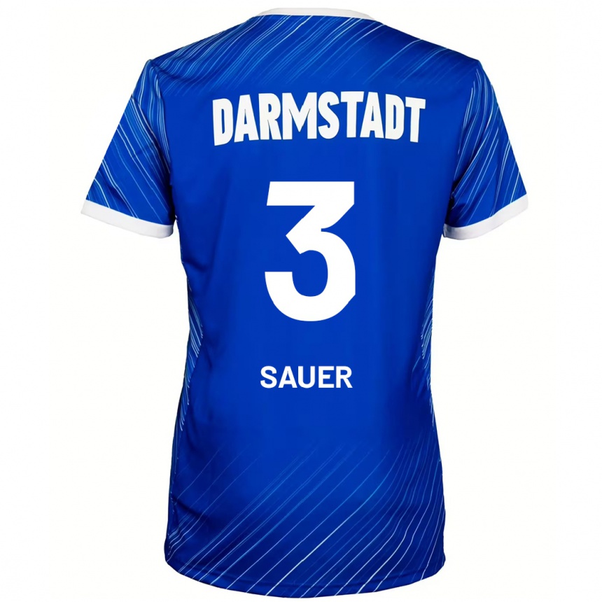 Kinder Fußball Nick Sauer #3 Blau Weiß Heimtrikot Trikot 2024/25 T-Shirt Luxemburg