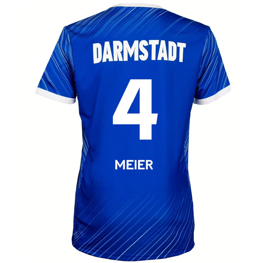 Kinder Fußball Mark Meier #4 Blau Weiß Heimtrikot Trikot 2024/25 T-Shirt Luxemburg