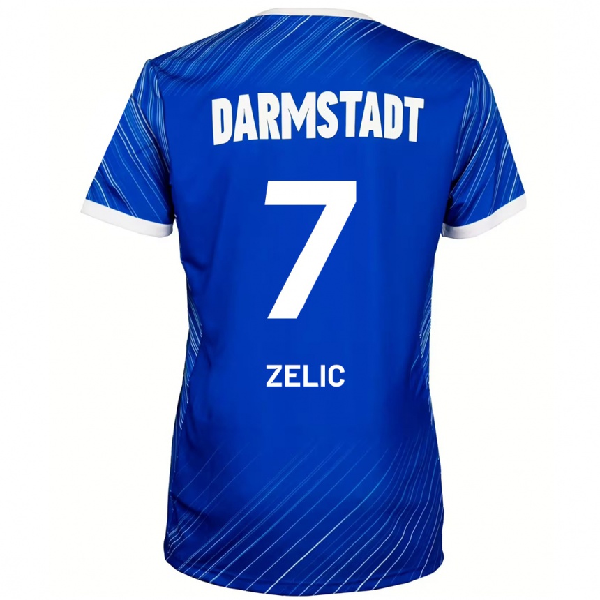 Kinder Fußball Mateo Zelic #7 Blau Weiß Heimtrikot Trikot 2024/25 T-Shirt Luxemburg