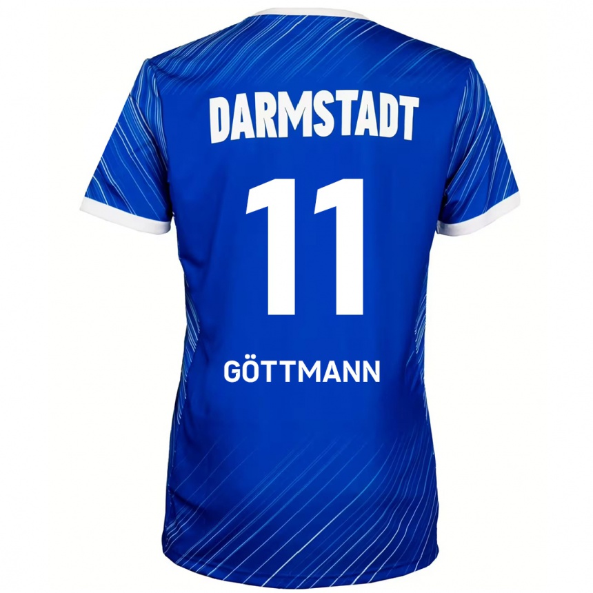 Kinder Fußball Levin Göttmann #11 Blau Weiß Heimtrikot Trikot 2024/25 T-Shirt Luxemburg