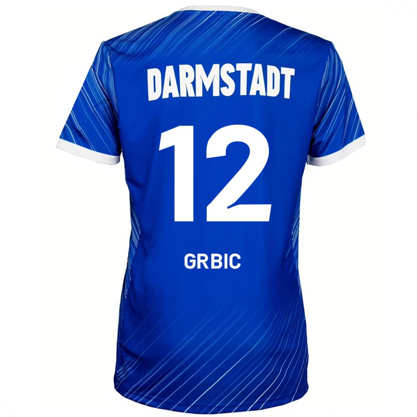 Kinder Fußball Viktor Grbic #12 Blau Weiß Heimtrikot Trikot 2024/25 T-Shirt Luxemburg