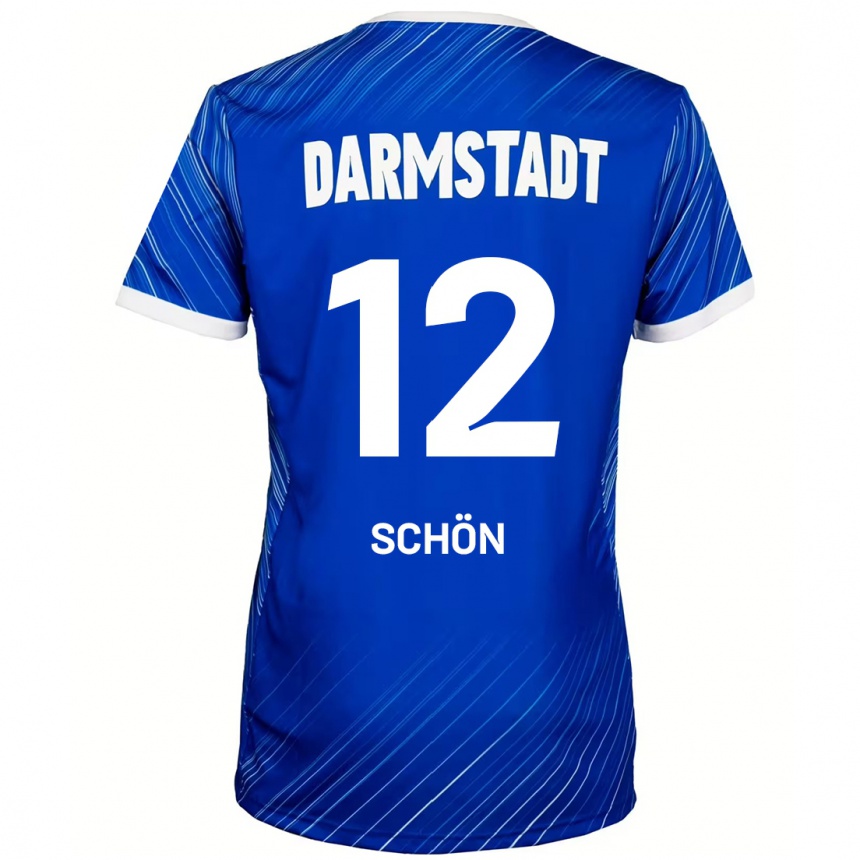 Kinder Fußball Lars Schön #12 Blau Weiß Heimtrikot Trikot 2024/25 T-Shirt Luxemburg