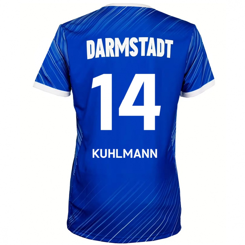 Kinder Fußball Marcel Kuhlmann #14 Blau Weiß Heimtrikot Trikot 2024/25 T-Shirt Luxemburg