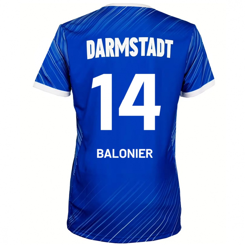 Kinder Fußball Mike Balonier #14 Blau Weiß Heimtrikot Trikot 2024/25 T-Shirt Luxemburg