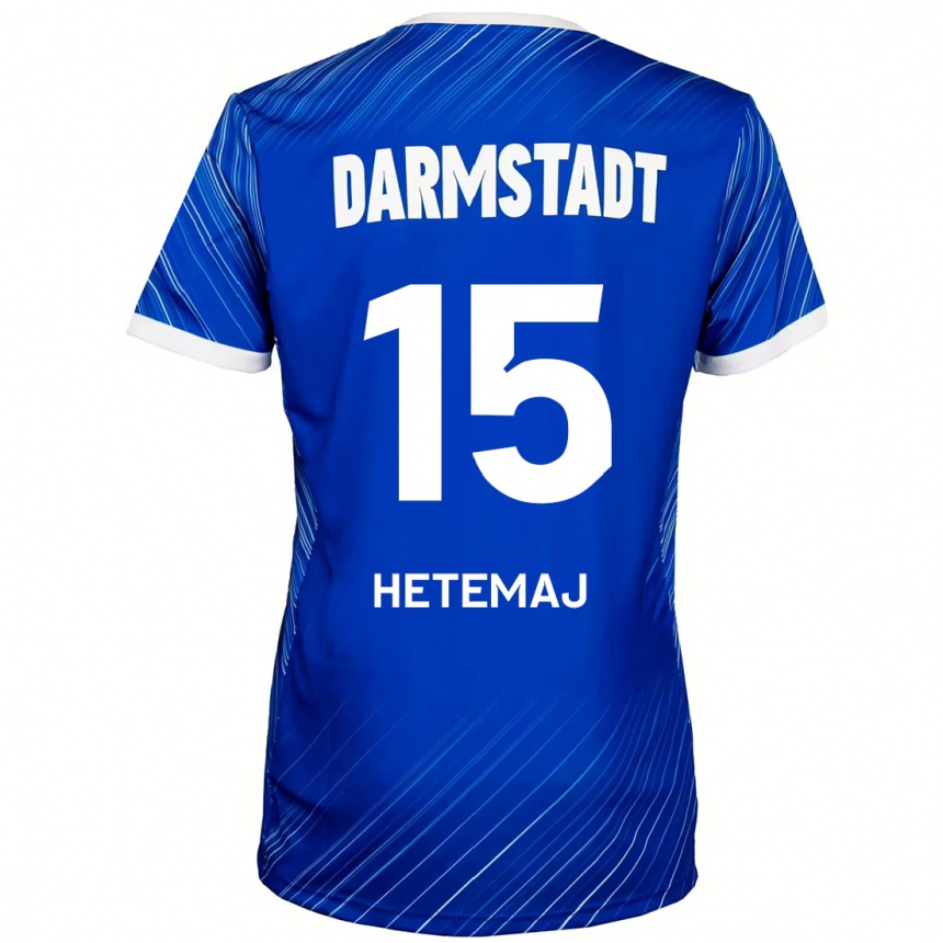 Kinder Fußball Gentrit Hetemaj #15 Blau Weiß Heimtrikot Trikot 2024/25 T-Shirt Luxemburg