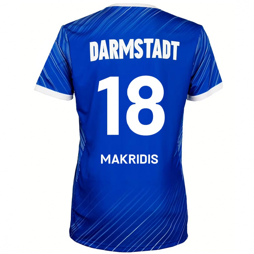 Kinder Fußball Georgios Makridis #18 Blau Weiß Heimtrikot Trikot 2024/25 T-Shirt Luxemburg