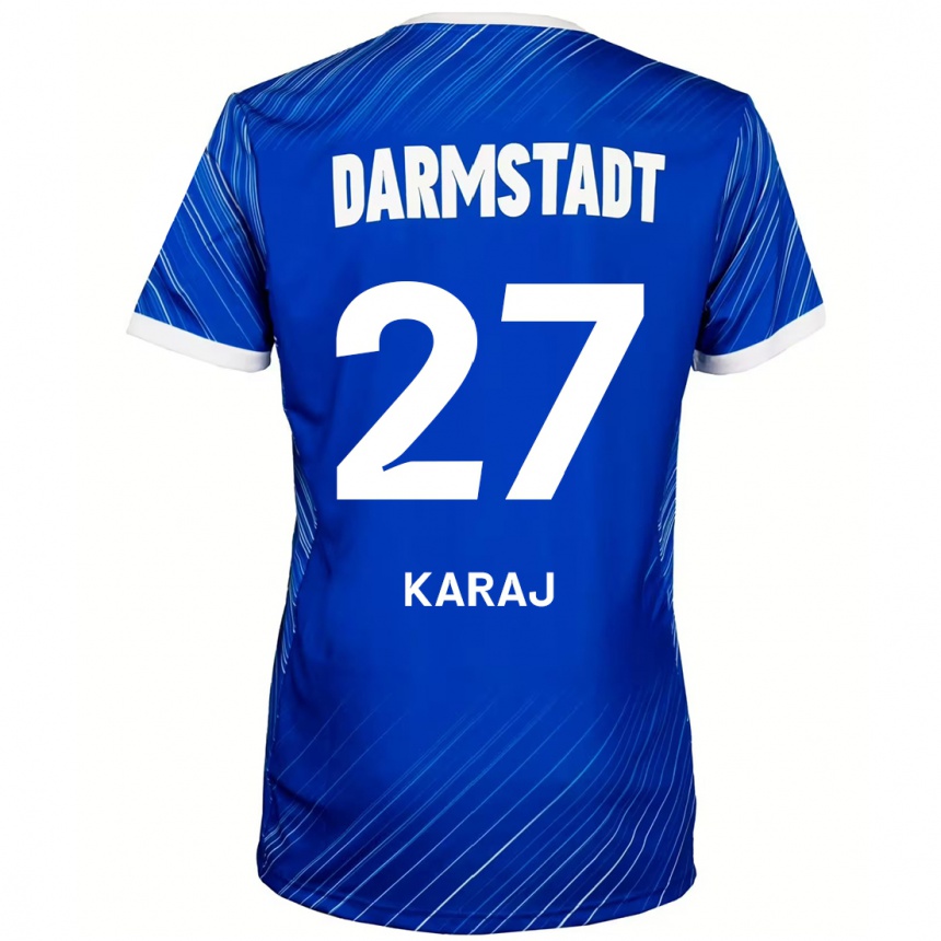 Kinder Fußball Eraldo Karaj #27 Blau Weiß Heimtrikot Trikot 2024/25 T-Shirt Luxemburg