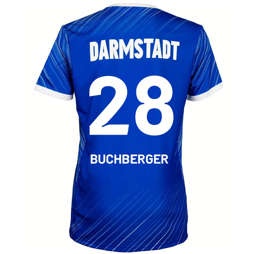 Kinder Fußball Jonas Buchberger #28 Blau Weiß Heimtrikot Trikot 2024/25 T-Shirt Luxemburg