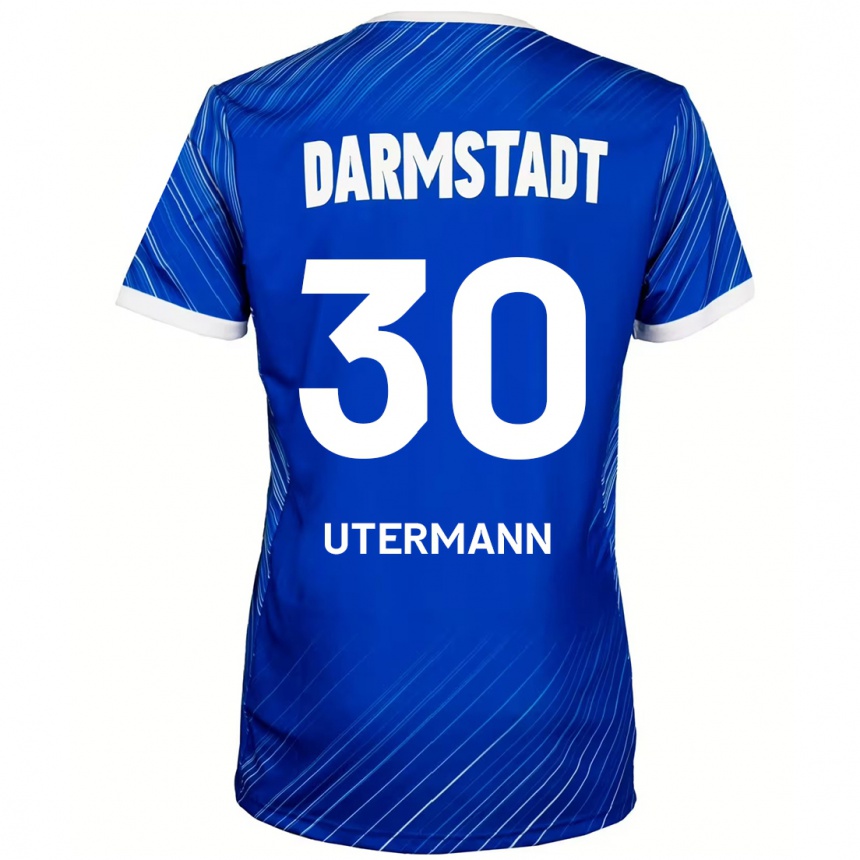 Kinder Fußball Anton Utermann #30 Blau Weiß Heimtrikot Trikot 2024/25 T-Shirt Luxemburg