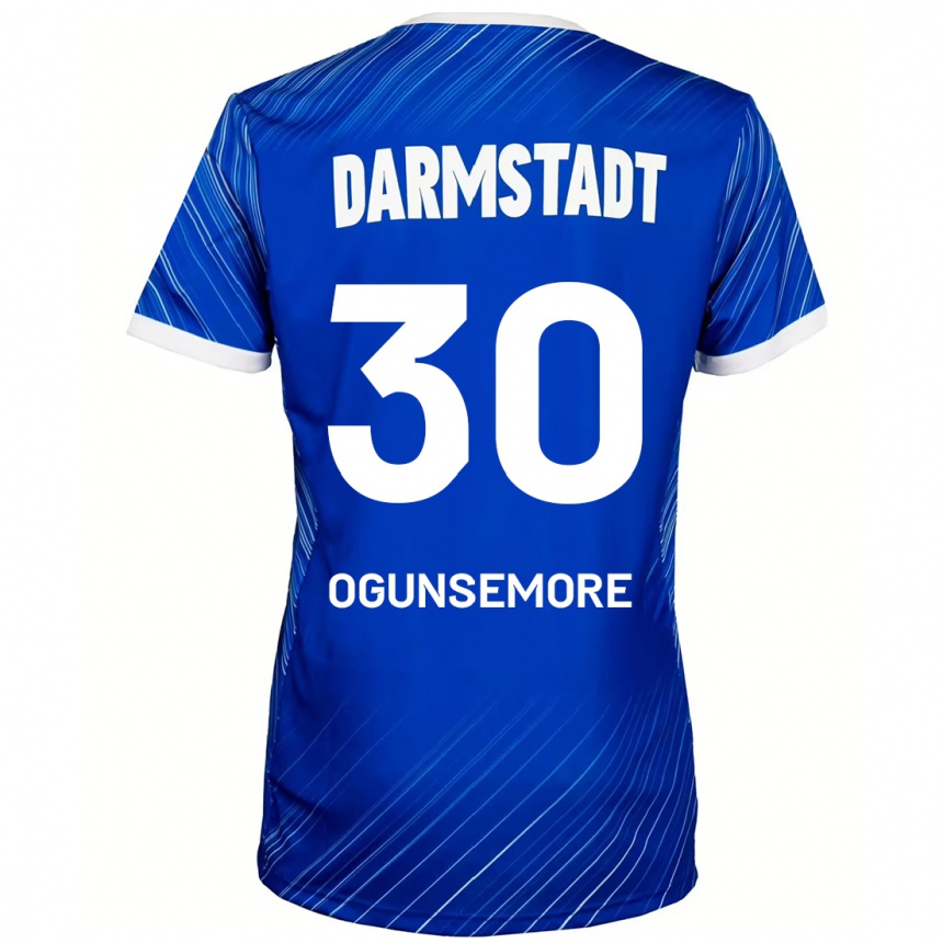 Kinder Fußball Malakai Ogunsemore #30 Blau Weiß Heimtrikot Trikot 2024/25 T-Shirt Luxemburg