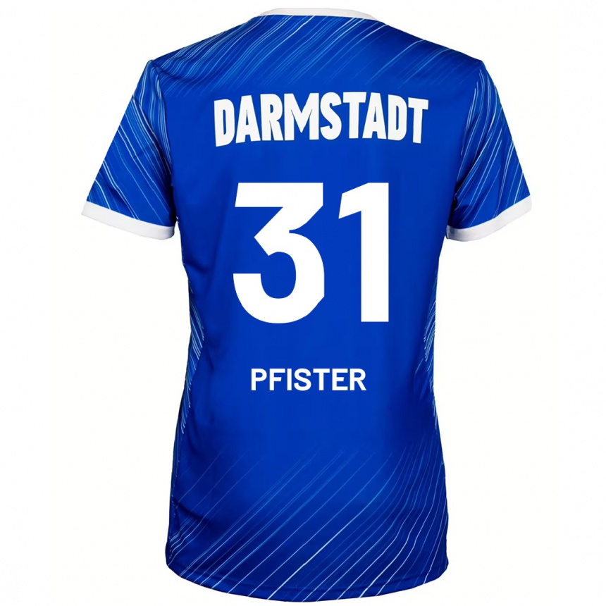 Kinder Fußball Max Pfister #31 Blau Weiß Heimtrikot Trikot 2024/25 T-Shirt Luxemburg